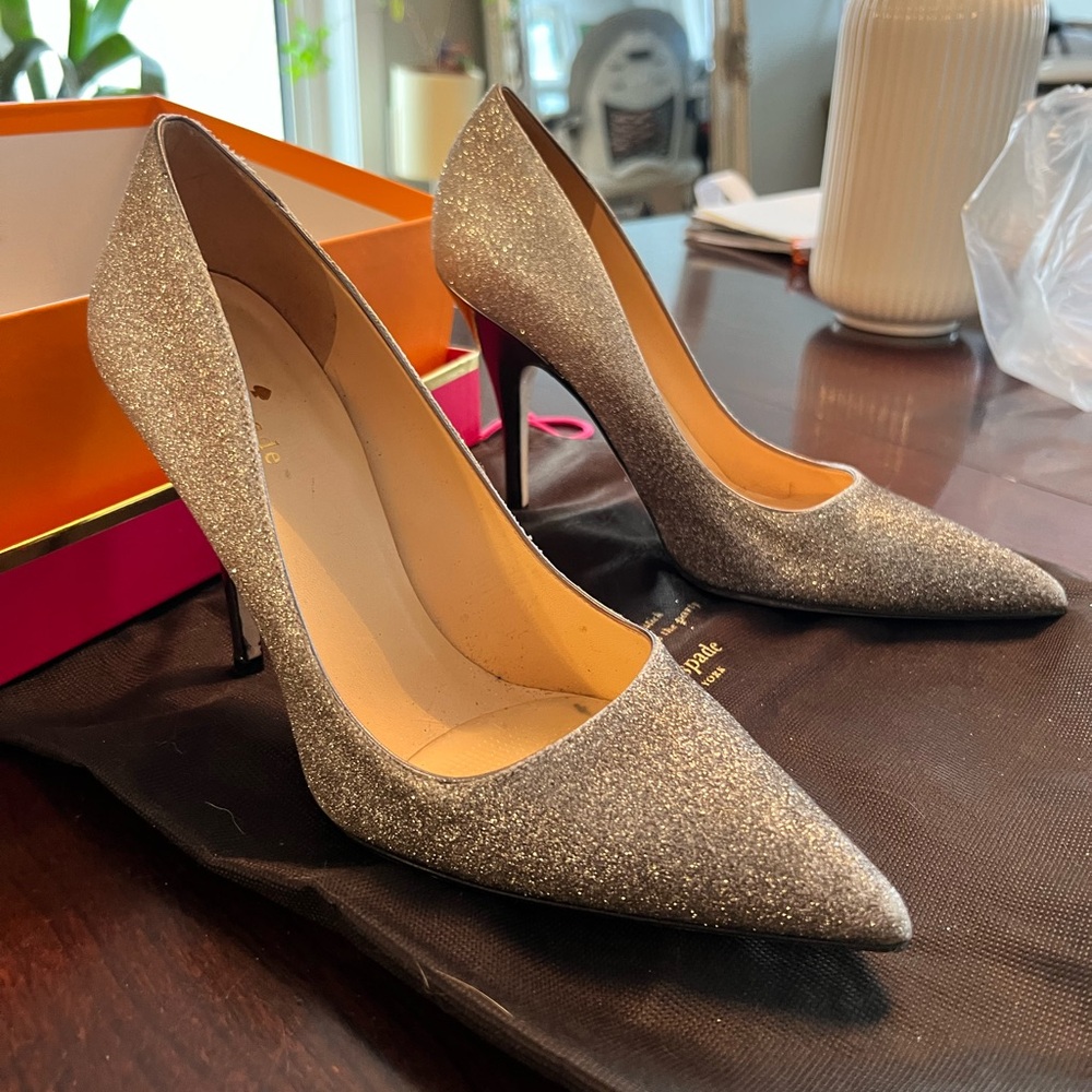 Kate Spade Silver Glitter Heels
